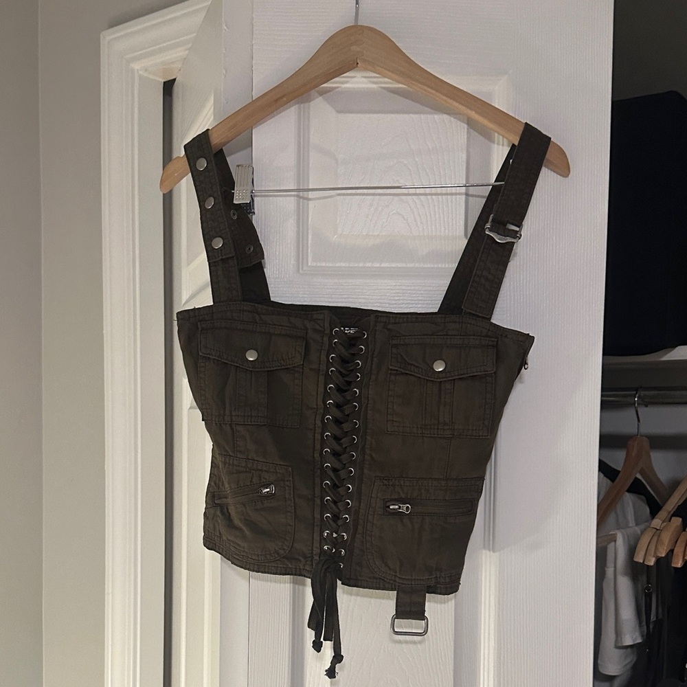 Jaded London Olive Corset Top